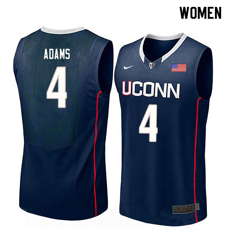 Women #4 Jalen Adams Uconn Huskies College Basketball Jerseys Sale-Navy